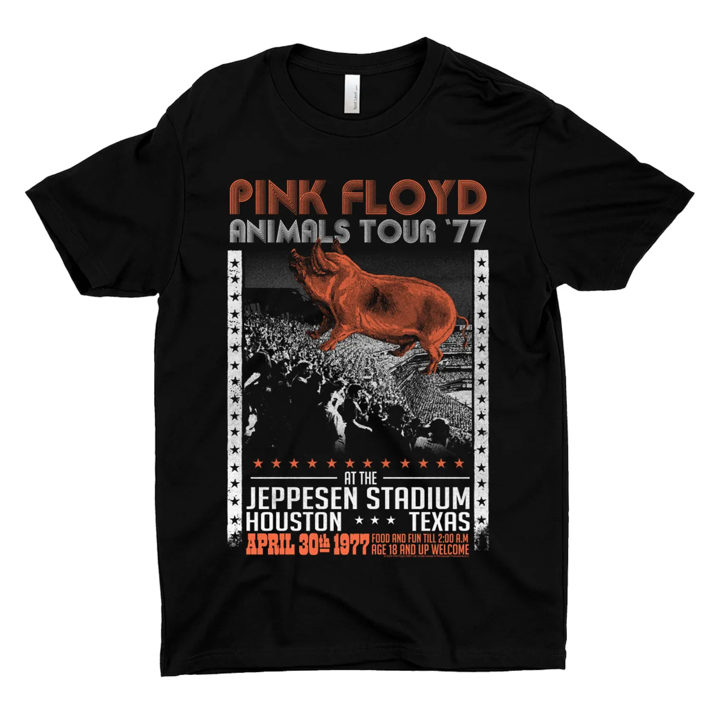 Pink Floyd T-Shirt | Jeppesen Stadium 1977 Performance Pink Floyd Dark Shirt