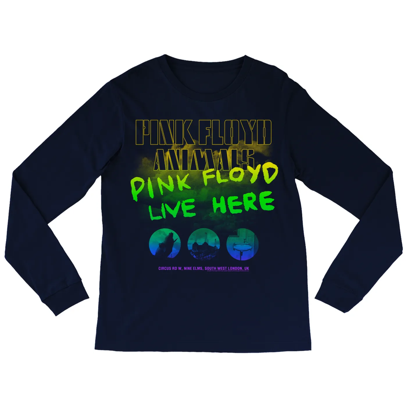 Pink Floyd Long Sleeve Shirt | Rainbow Ombre Live Here Pink Floyd Shirt