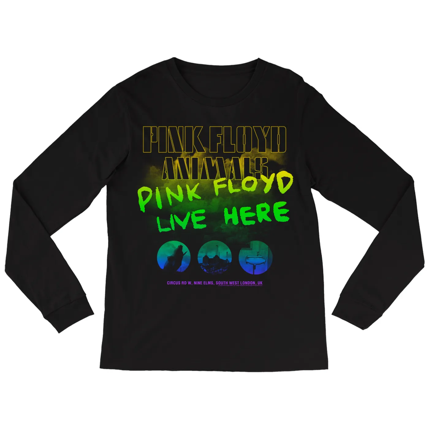 Pink Floyd Long Sleeve Shirt | Rainbow Ombre Live Here Pink Floyd Shirt