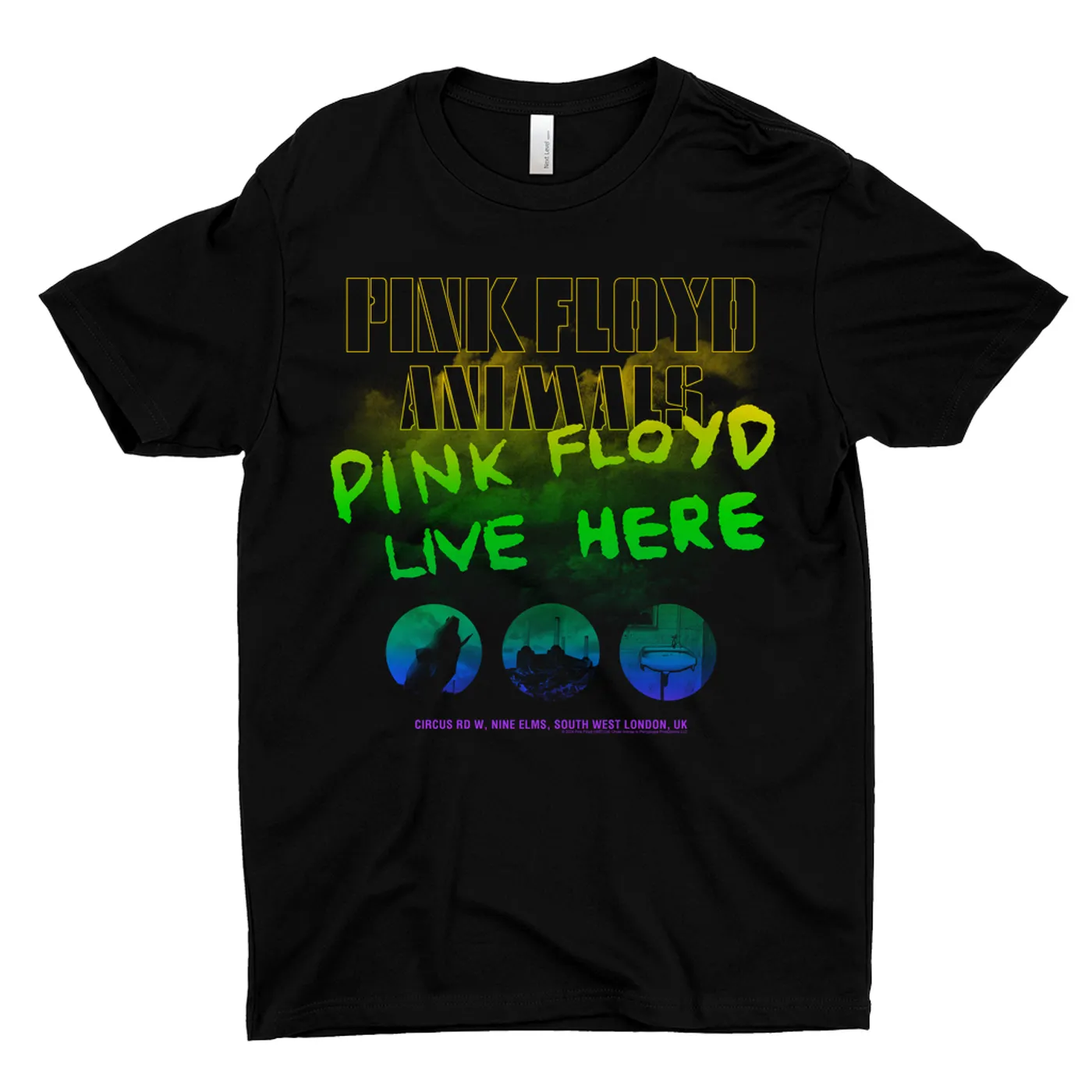Pink Floyd T-Shirt | Rainbow Ombre Live Here Pink Floyd Dark Shirt