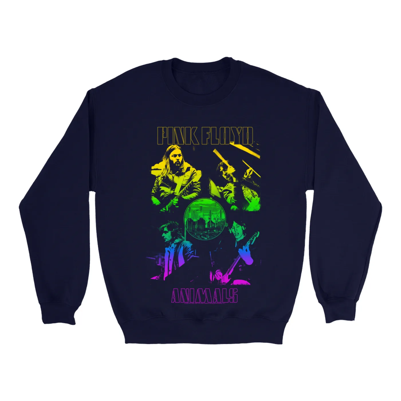 Pink Floyd Sweatshirt | Live Here Rainbow Ombre Collage Pink Floyd Sweatshirt