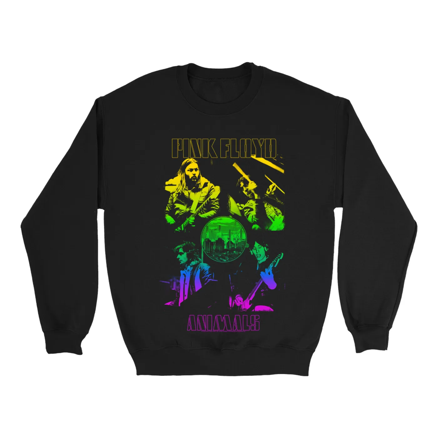 Pink Floyd Sweatshirt | Live Here Rainbow Ombre Collage Pink Floyd Sweatshirt