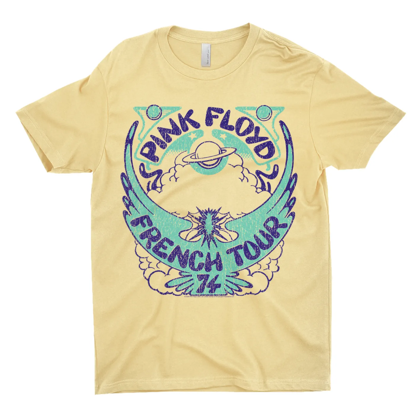 Pink Floyd T-Shirt | French Tour 1974 Distressed Pink Floyd Light Shirt