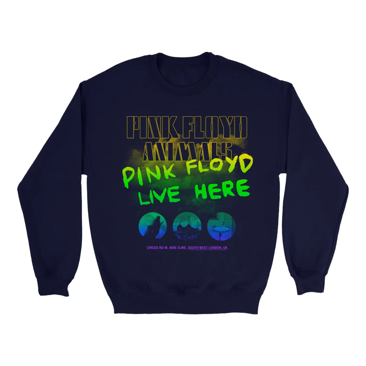 Pink Floyd Sweatshirt | Rainbow Ombre Live Here Pink Floyd Sweatshirt