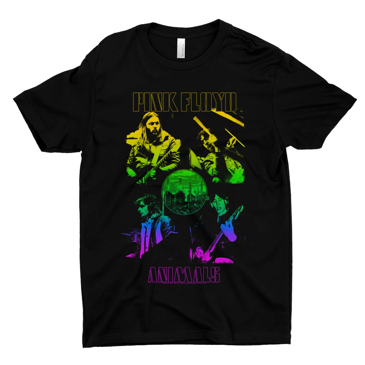 Pink Floyd T-Shirt | Live Here Rainbow Ombre Collage Pink Floyd Dark Shirt