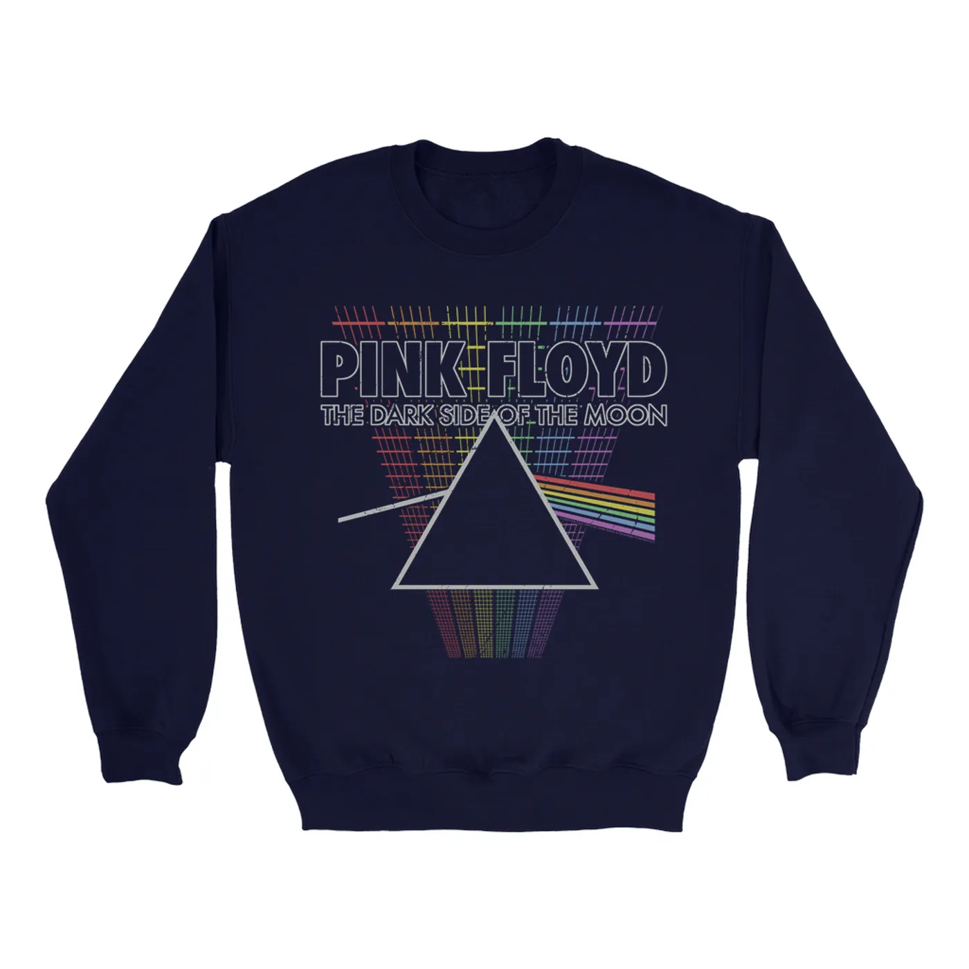 Pink Floyd Sweatshirt | Rainbow Ombre Grid DSOTM Prism Design Pink Floyd Sweatshirt