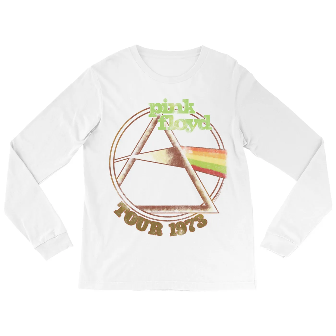 Pink Floyd Long Sleeve Shirt | Retro Green Tour 1973 Distressed Pink Floyd Shirt