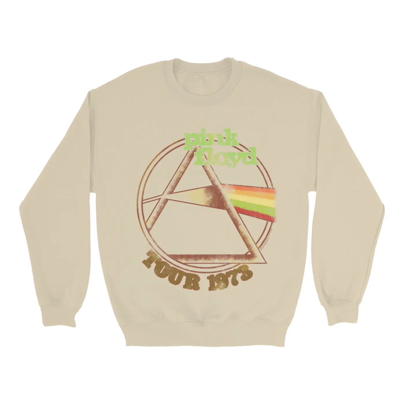 Pink Floyd Sweatshirt | Retro Green Tour 1973 Distressed Pink Floyd Sweatshirt