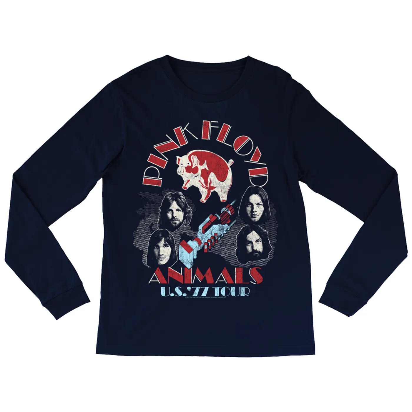 Pink Floyd Long Sleeve Shirt | U.S. Tour 1977 Classic Retro Pink Floyd Shirt
