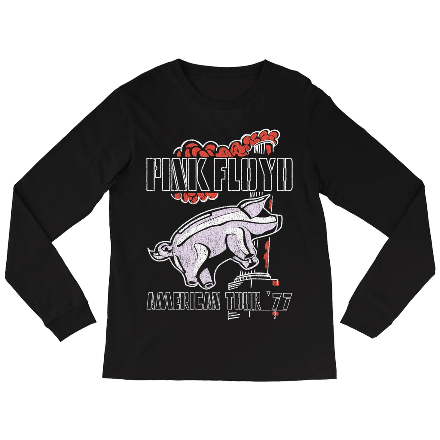 Pink Floyd Long Sleeve Shirt | Animals Tour '77 Retro Illustration Pink Floyd Shirt