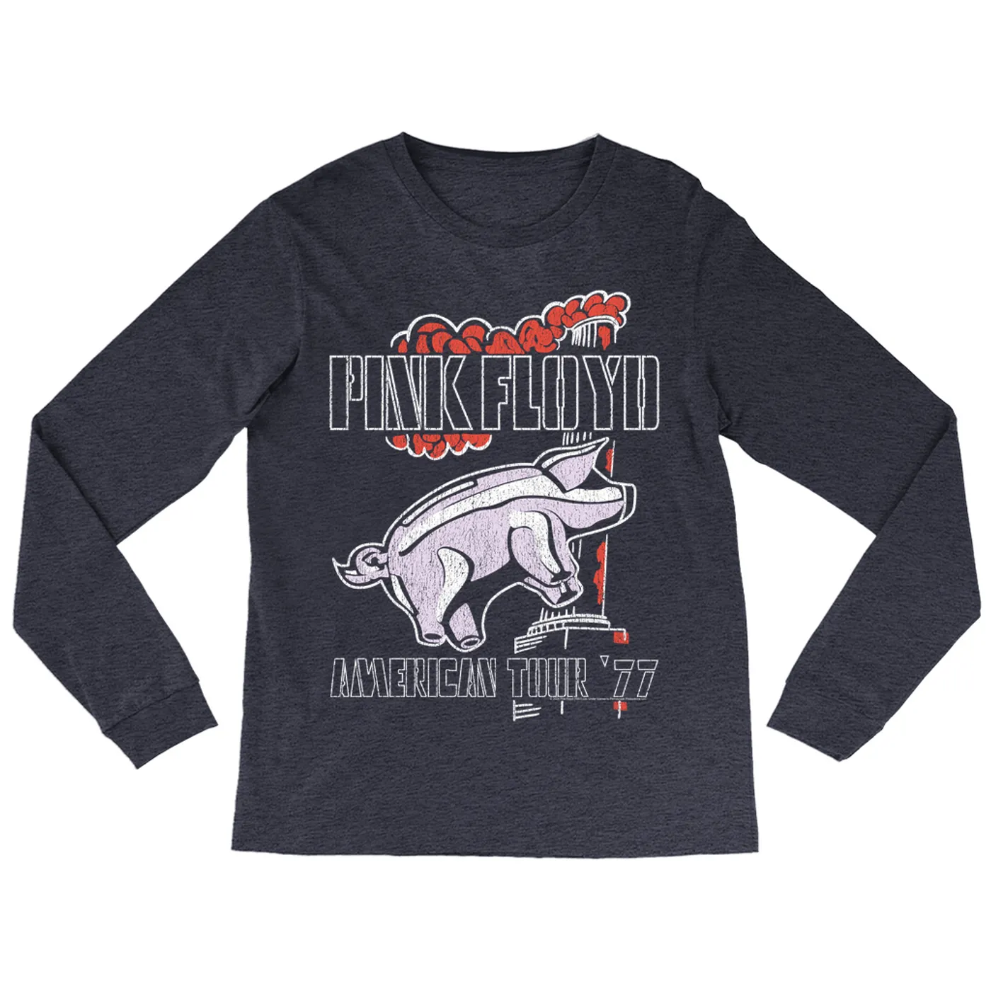 Pink Floyd Long Sleeve Shirt | Animals Tour '77 Retro Illustration Pink Floyd Shirt