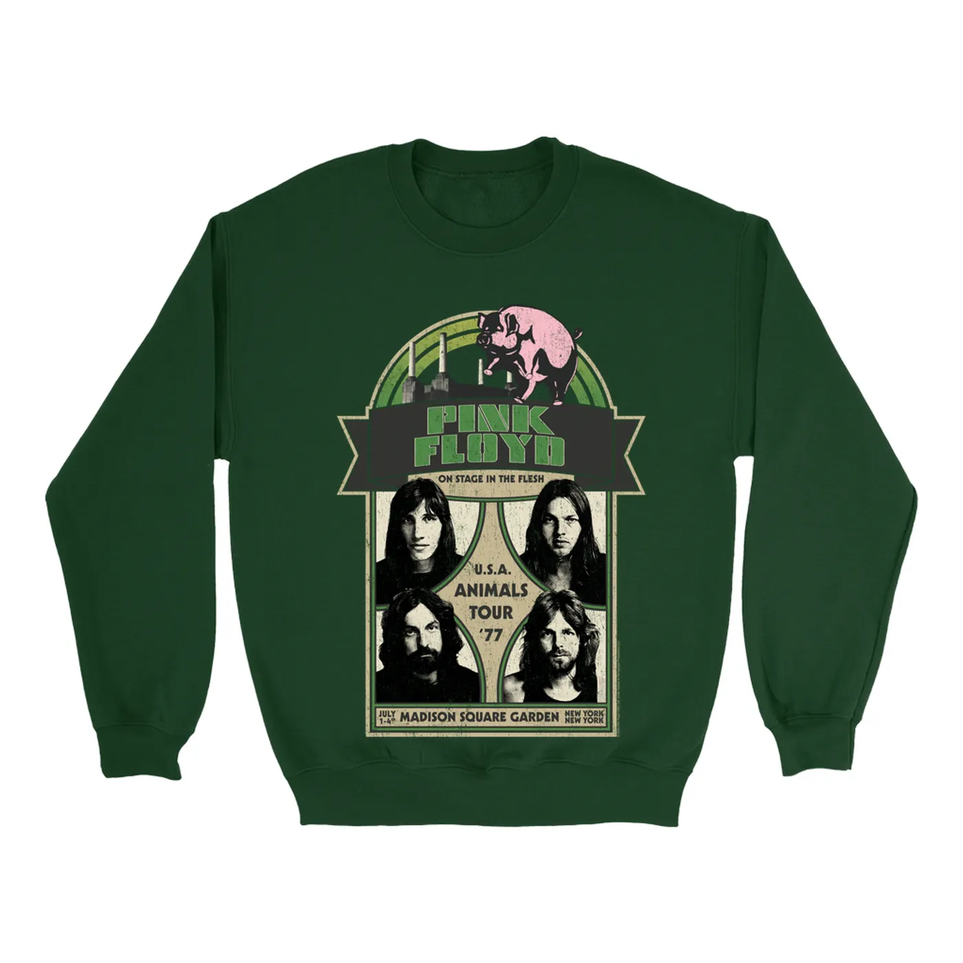 Pink Floyd Sweatshirt | On Stage In The Flesh Tour 1977 Distressed Pink Floyd Sweatshirt