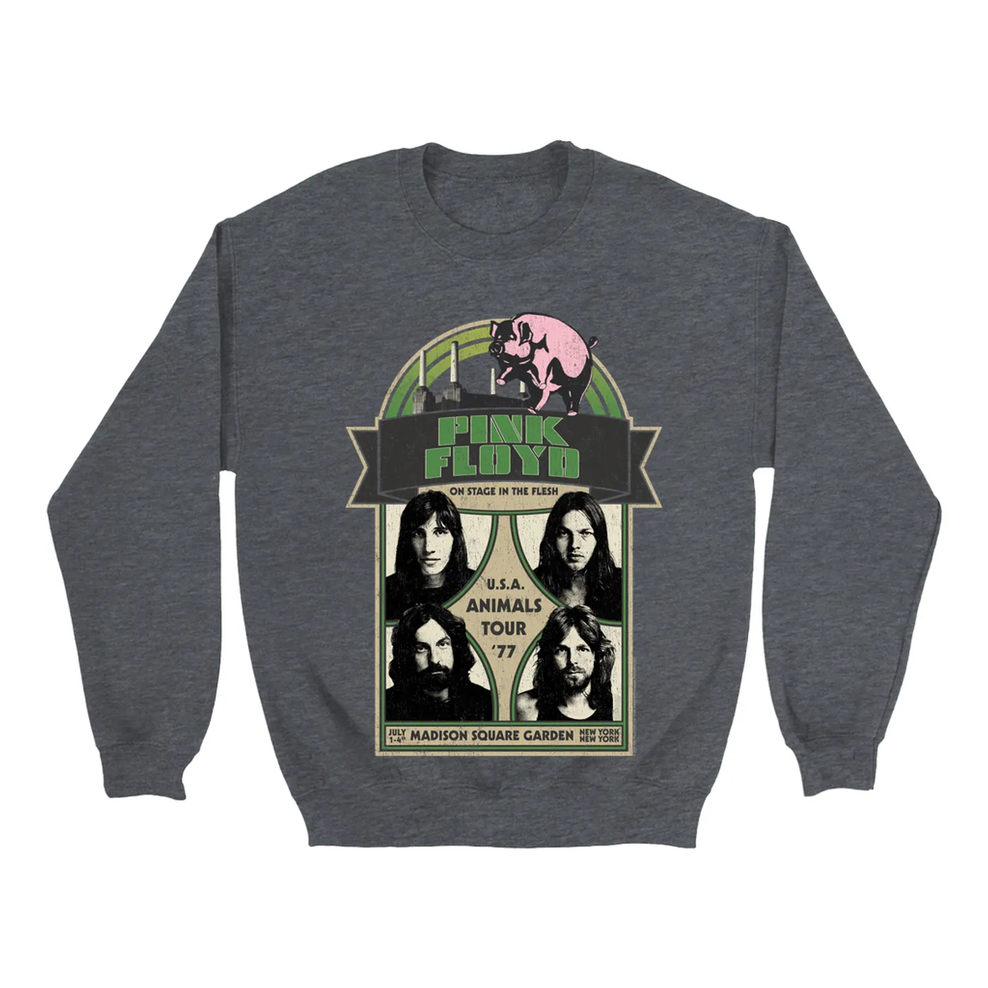 Pink Floyd Sweatshirt | On Stage In The Flesh Tour 1977 Distressed Pink Floyd Sweatshirt