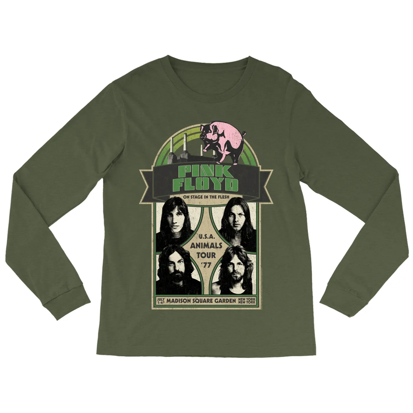 Pink Floyd Long Sleeve Shirt | On Stage In The Flesh Tour 1977 Distressed Pink Floyd Shirt