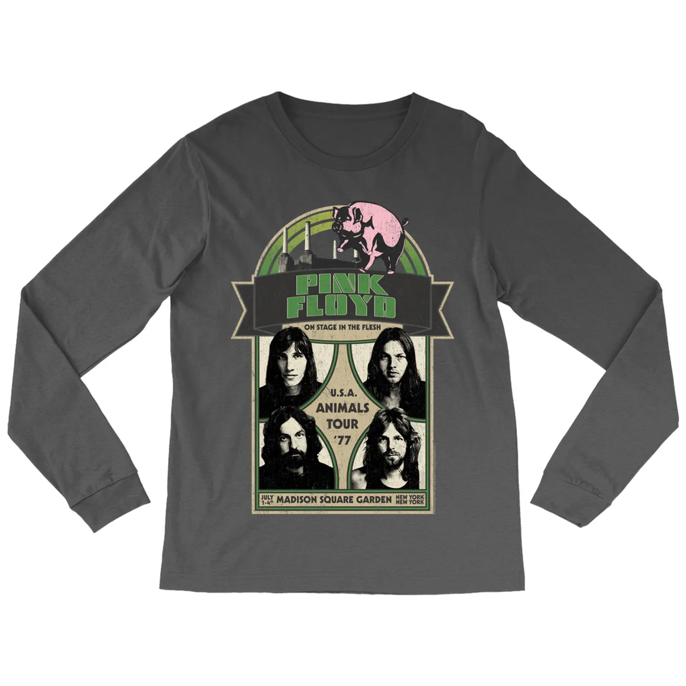 Pink Floyd Long Sleeve Shirt | On Stage In The Flesh Tour 1977 Distressed Pink Floyd Shirt