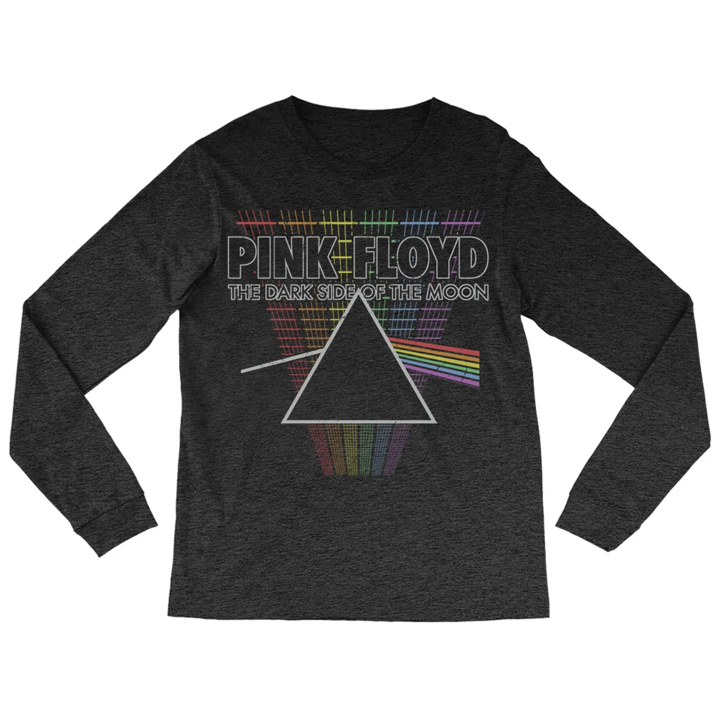 Pink Floyd Long Sleeve Shirt | Rainbow Ombre Grid DSOTM Prism Design Pink Floyd Shirt