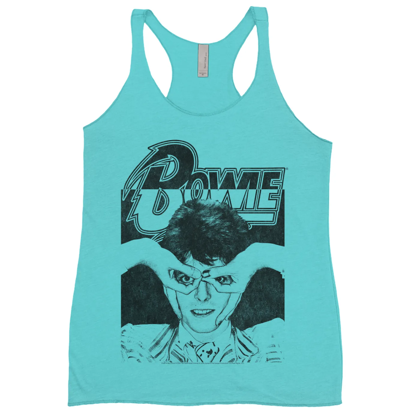David Bowie Ladies' Tank Top | Silly Face Finger Glasses Color Block Distressed (Merchbar Exclusive) David Bowie Shirt