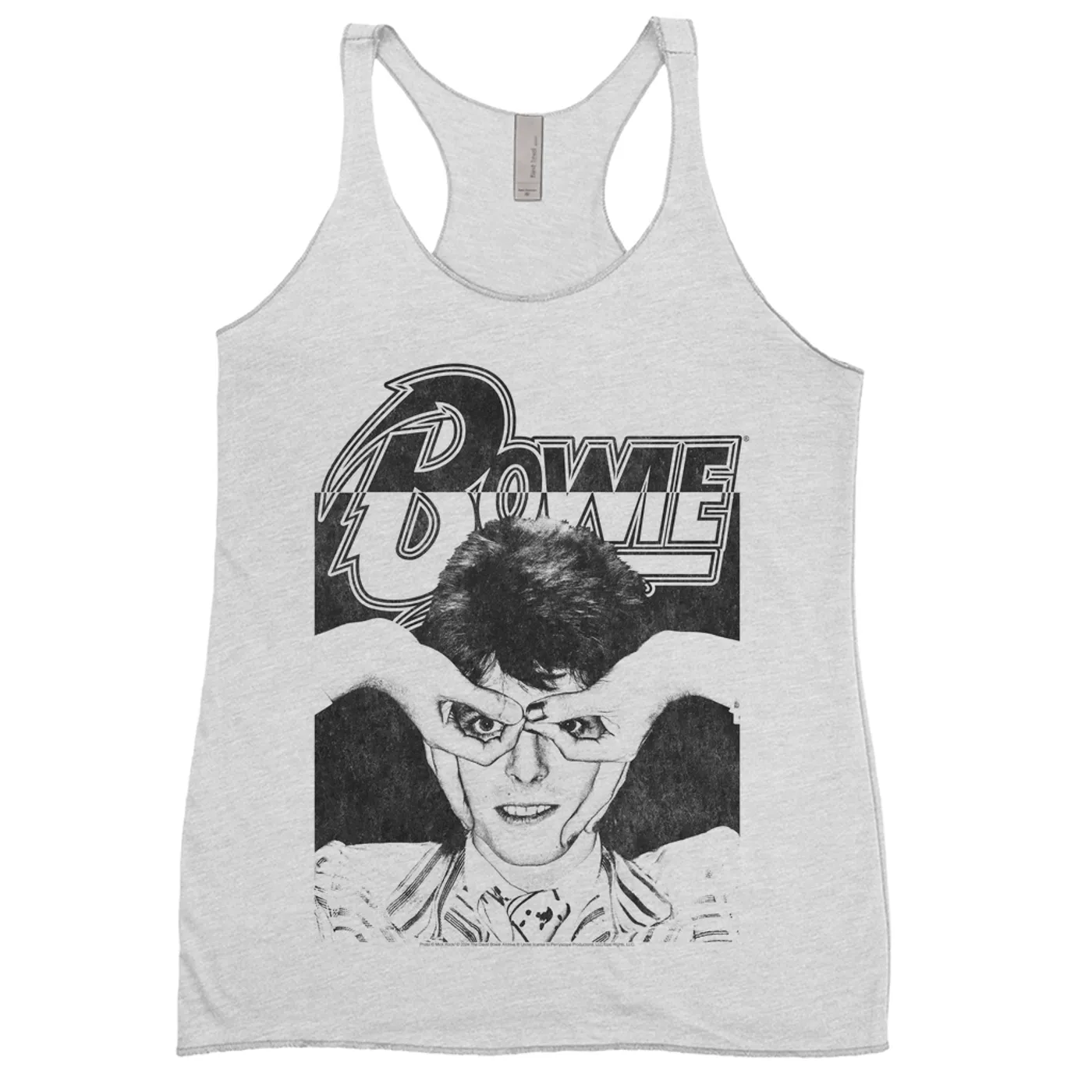 David Bowie Ladies' Tank Top | Silly Face Finger Glasses Color Block Distressed (Merchbar Exclusive) David Bowie Shirt