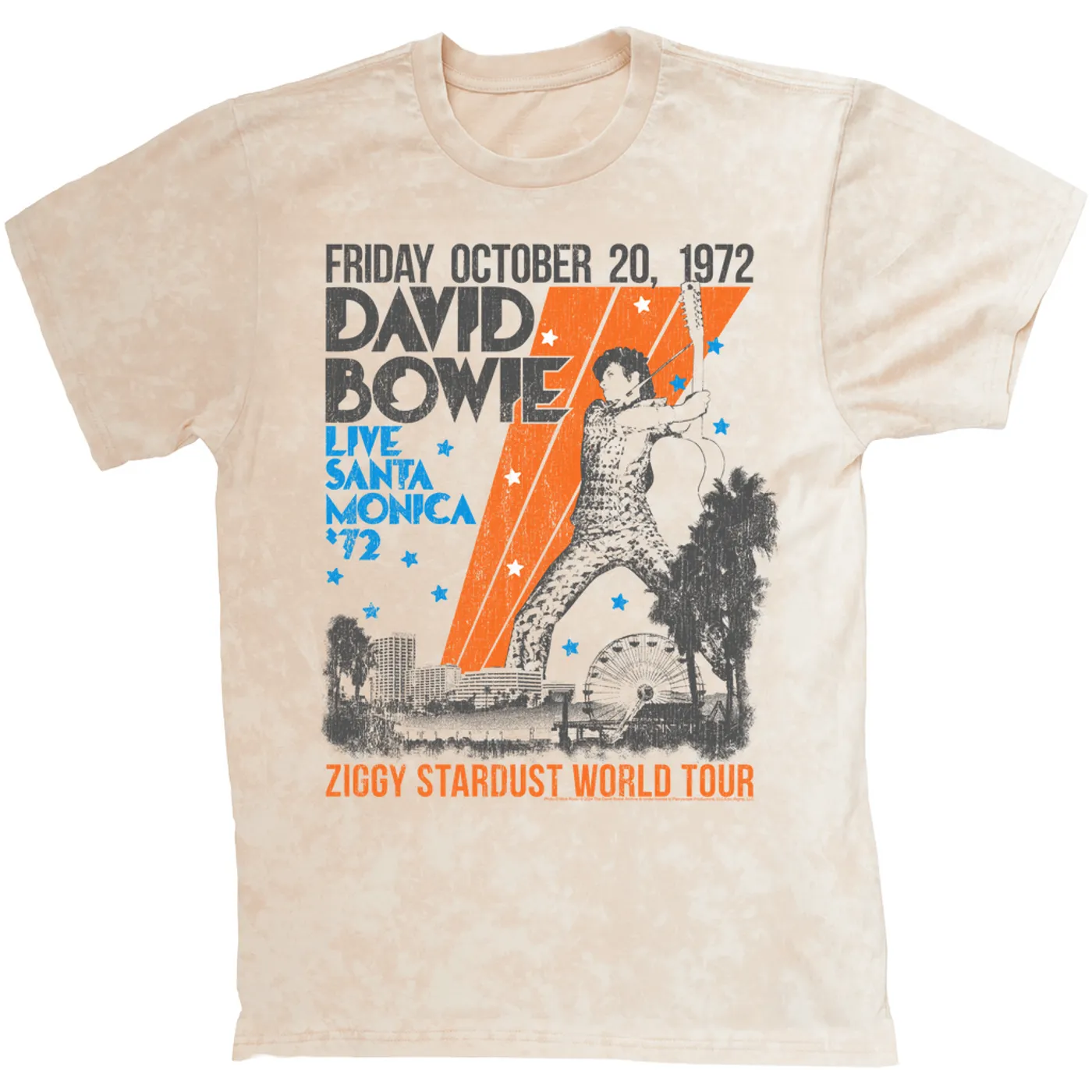 David Bowie T-shirt | 1972 Santa Monica Civic Auditorium Distressed (Merchbar Exclusive) David Bowie Mineral Wash Shirt