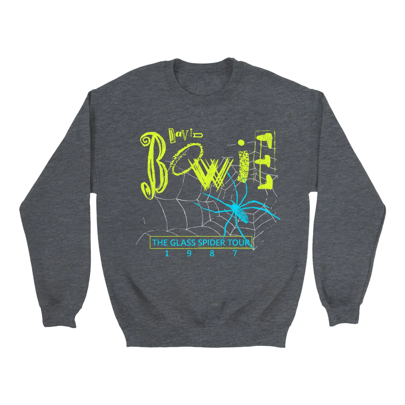 David Bowie Sweatshirt | Neon The Glass Spider Tour '87 Distressed (Merchbar Exclusive) David Bowie Sweatshirt