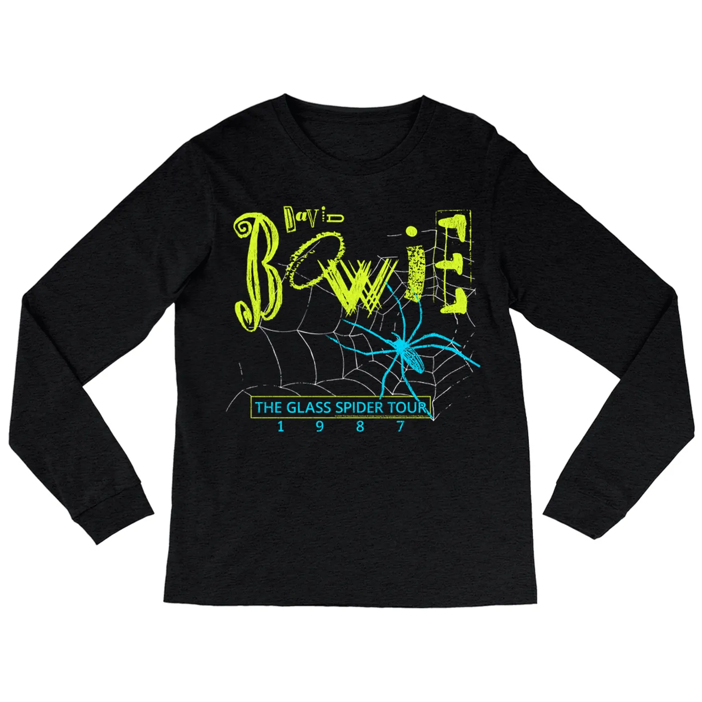David Bowie Long Sleeve Shirt | Neon The Glass Spider Tour '87 Distressed (Merchbar Exclusive) David Bowie Shirt