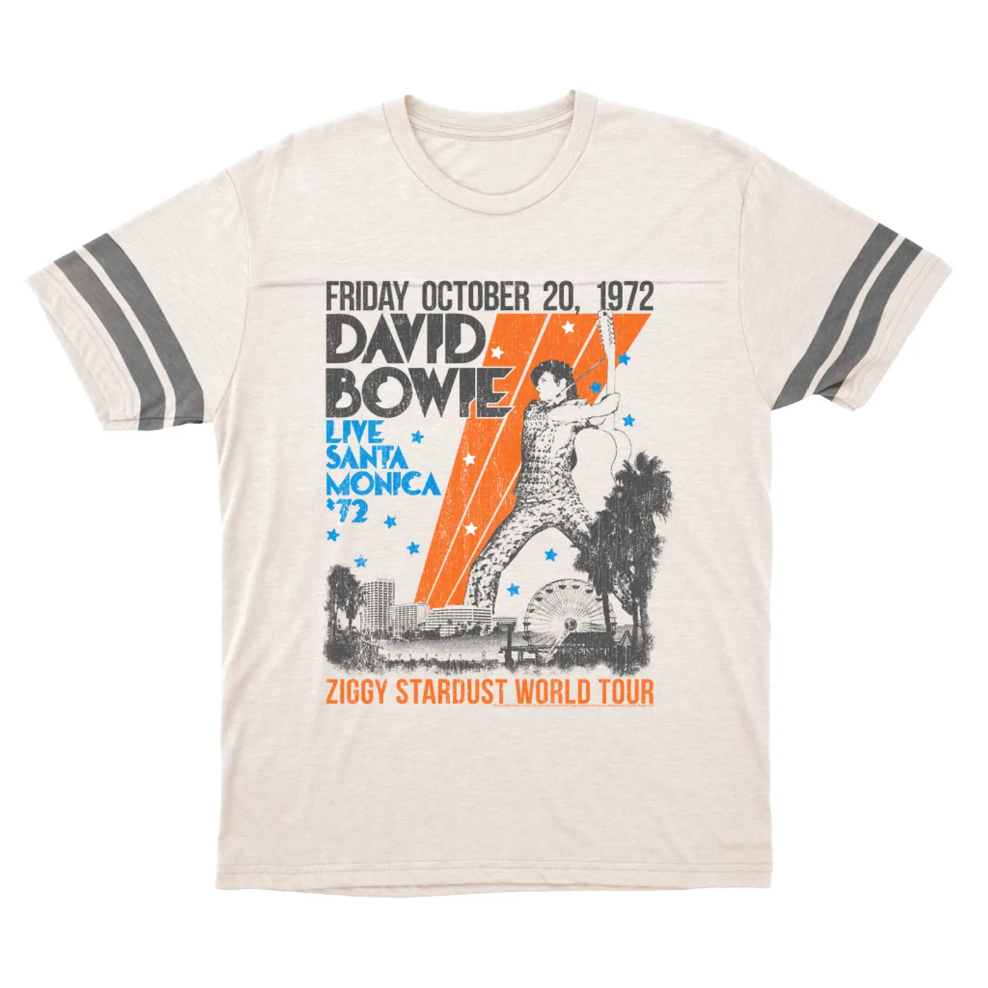 David Bowie T-Shirt | 1972 Santa Monica Civic Auditorium Distressed (Merchbar Exclusive) David Bowie Football Shirt