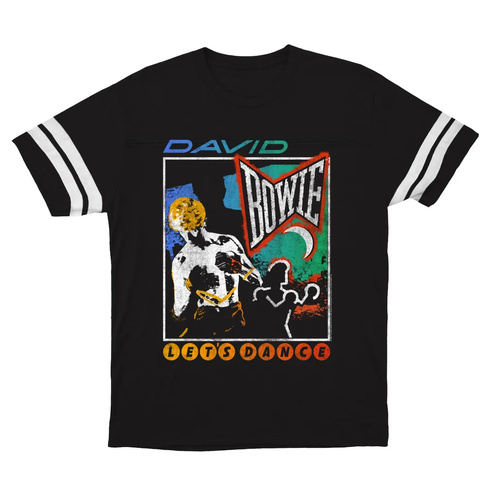 T-Shirt | Retro Colorful Ombre Let's Dance Album Design Distressed (Equineop Exclusive) Football Shirt