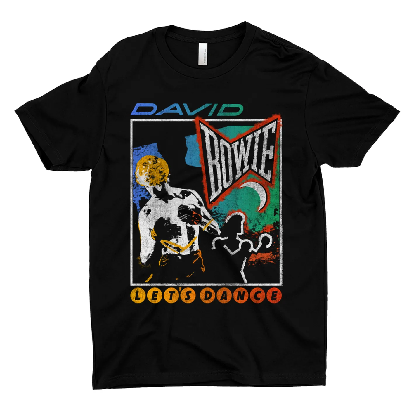 David Bowie T-Shirt | Retro Colorful Ombre Let's Dance Album Design Distressed (Merchbar Exclusive) David Bowie Dark Shirt