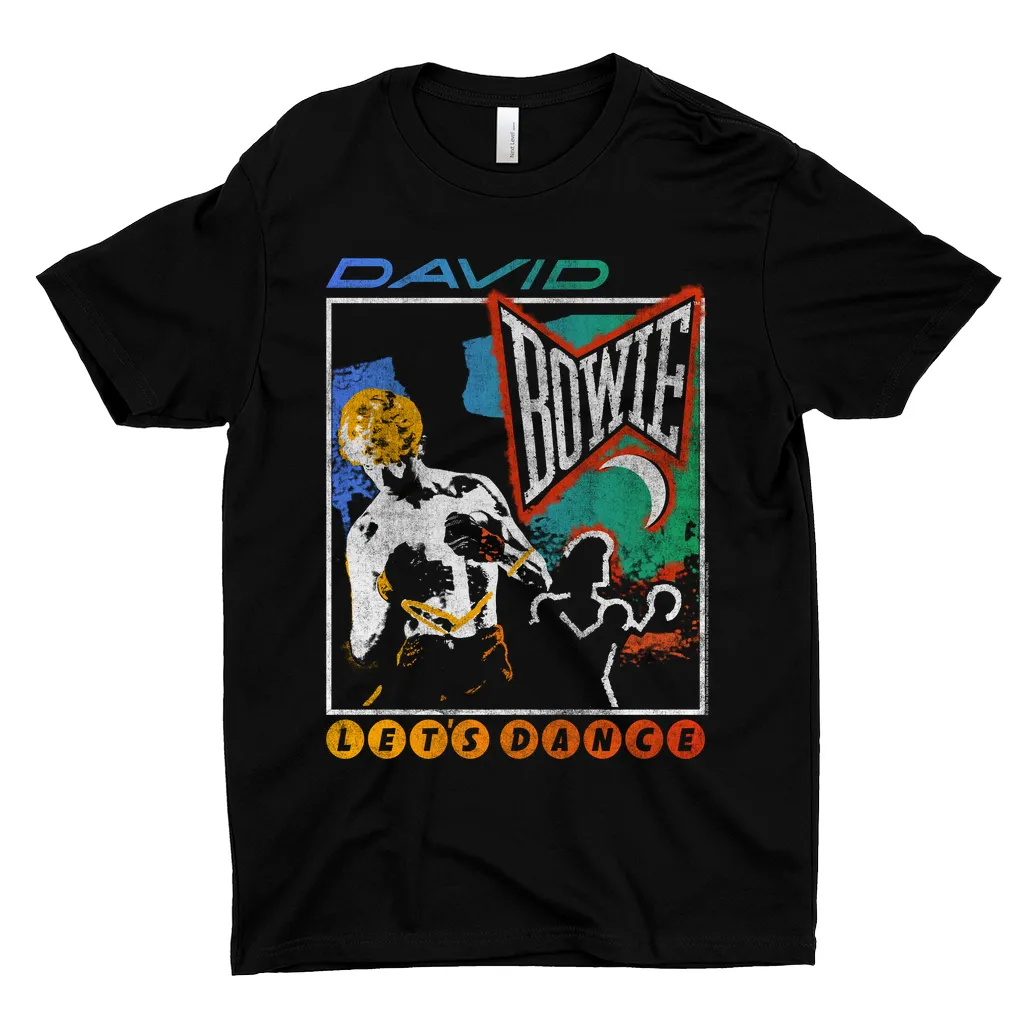 T-Shirt | Retro Colorful Ombre Let's Dance Album Design Distressed (Equineop Exclusive) Dark Shirt