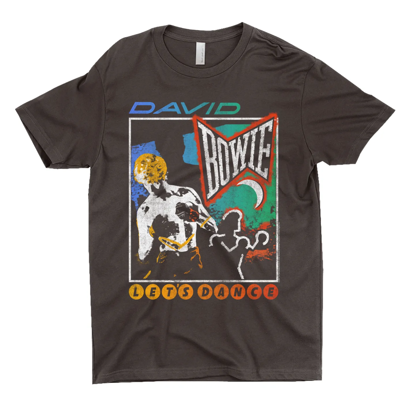 David Bowie T-Shirt | Retro Colorful Ombre Let's Dance Album Design Distressed (Merchbar Exclusive) David Bowie Dark Shirt