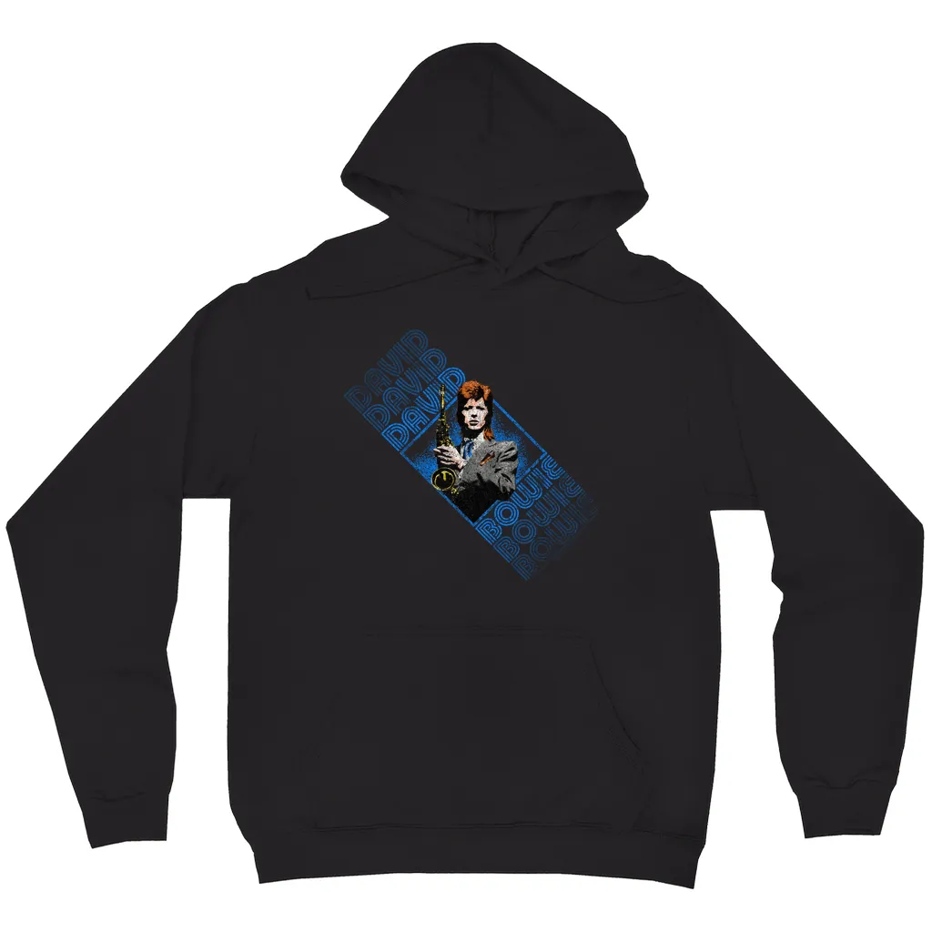 Hoodie | Blue Vintage Sax Image Distressed Hoodie