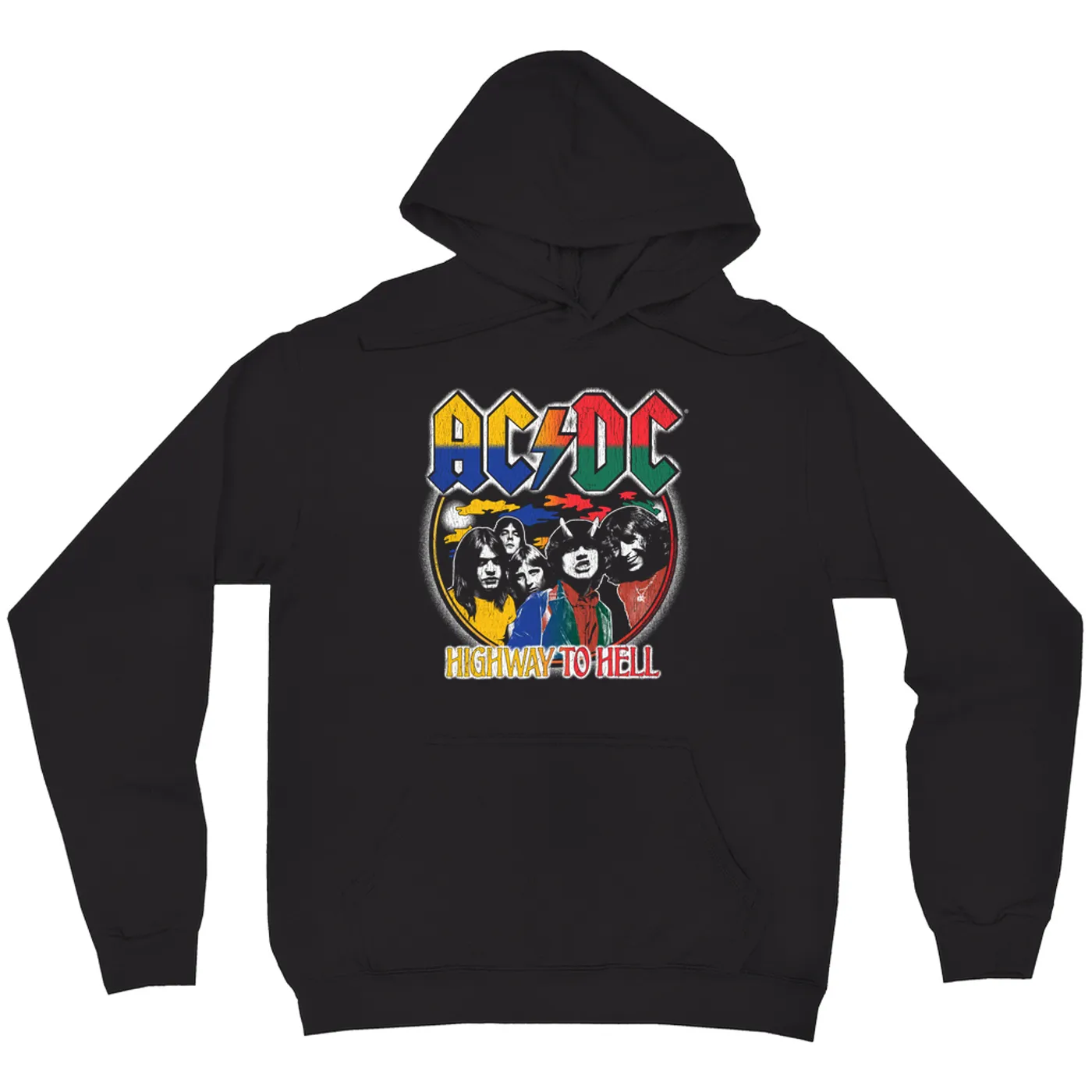 AC/DC Hoodie | Colorful Ombre Retro Highway To Hell Distressed ACDC Hoodie