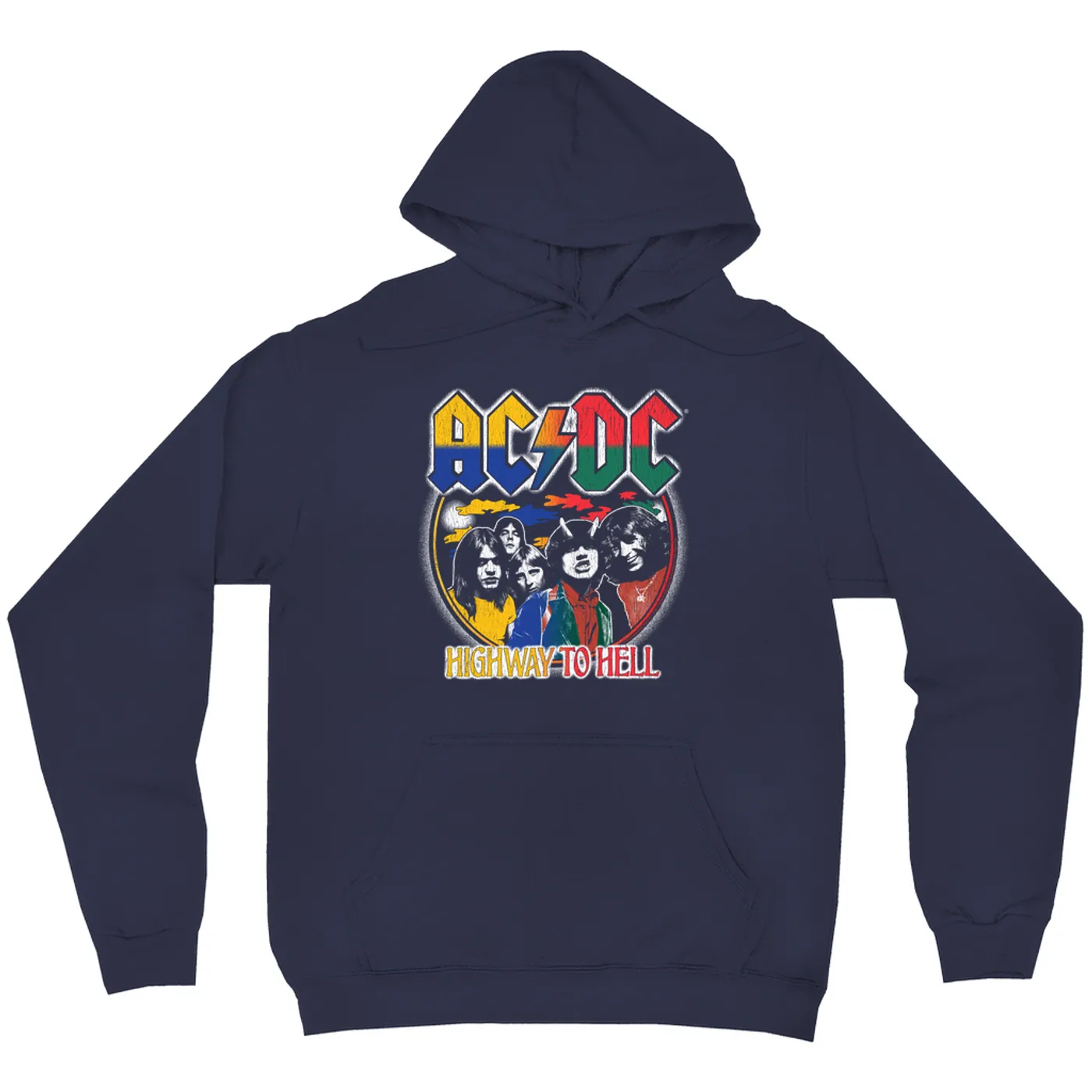 AC/DC Hoodie | Colorful Ombre Retro Highway To Hell Distressed ACDC Hoodie