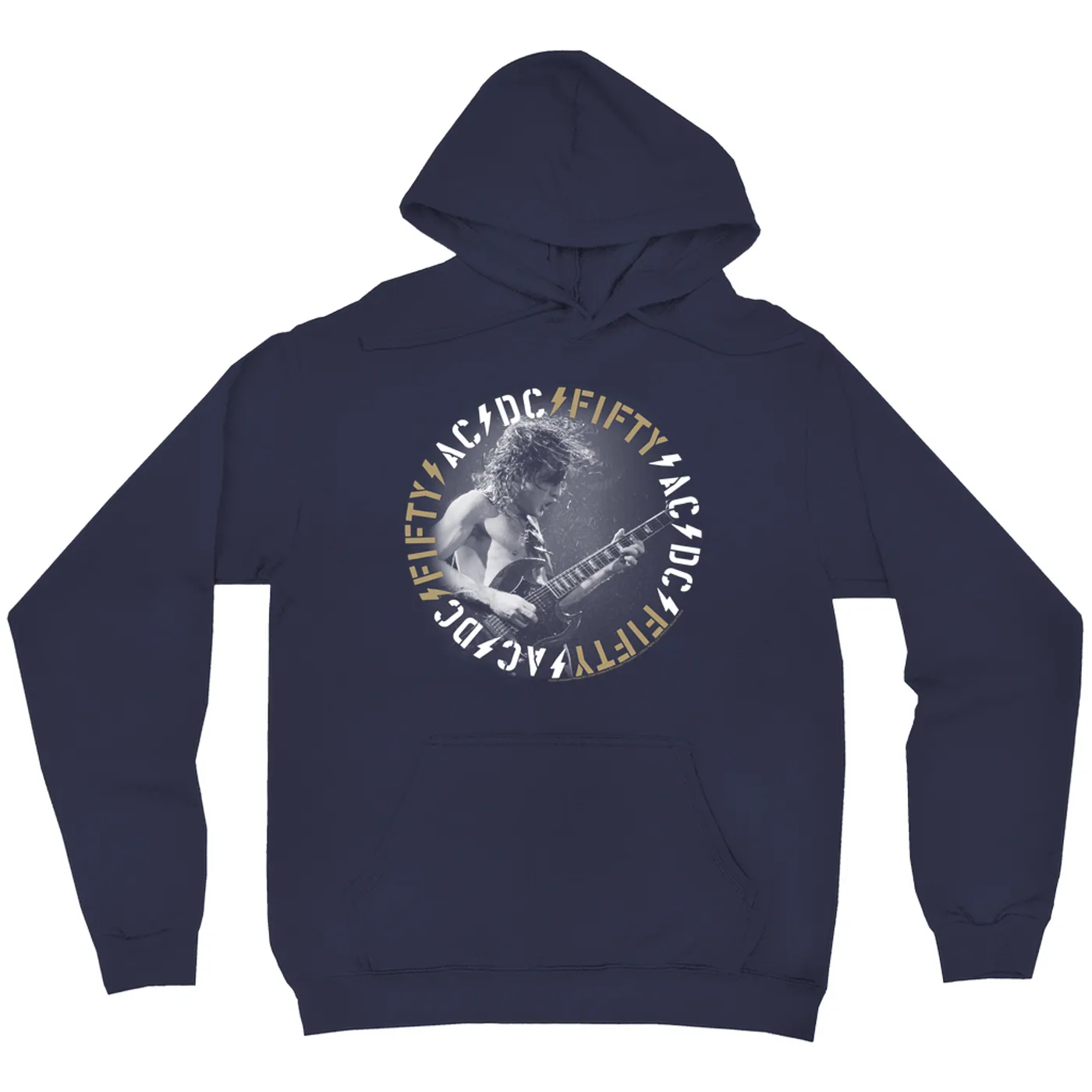 AC/DC Hoodie | Angus 50th Anniversary Tan Circle Logo ACDC Hoodie