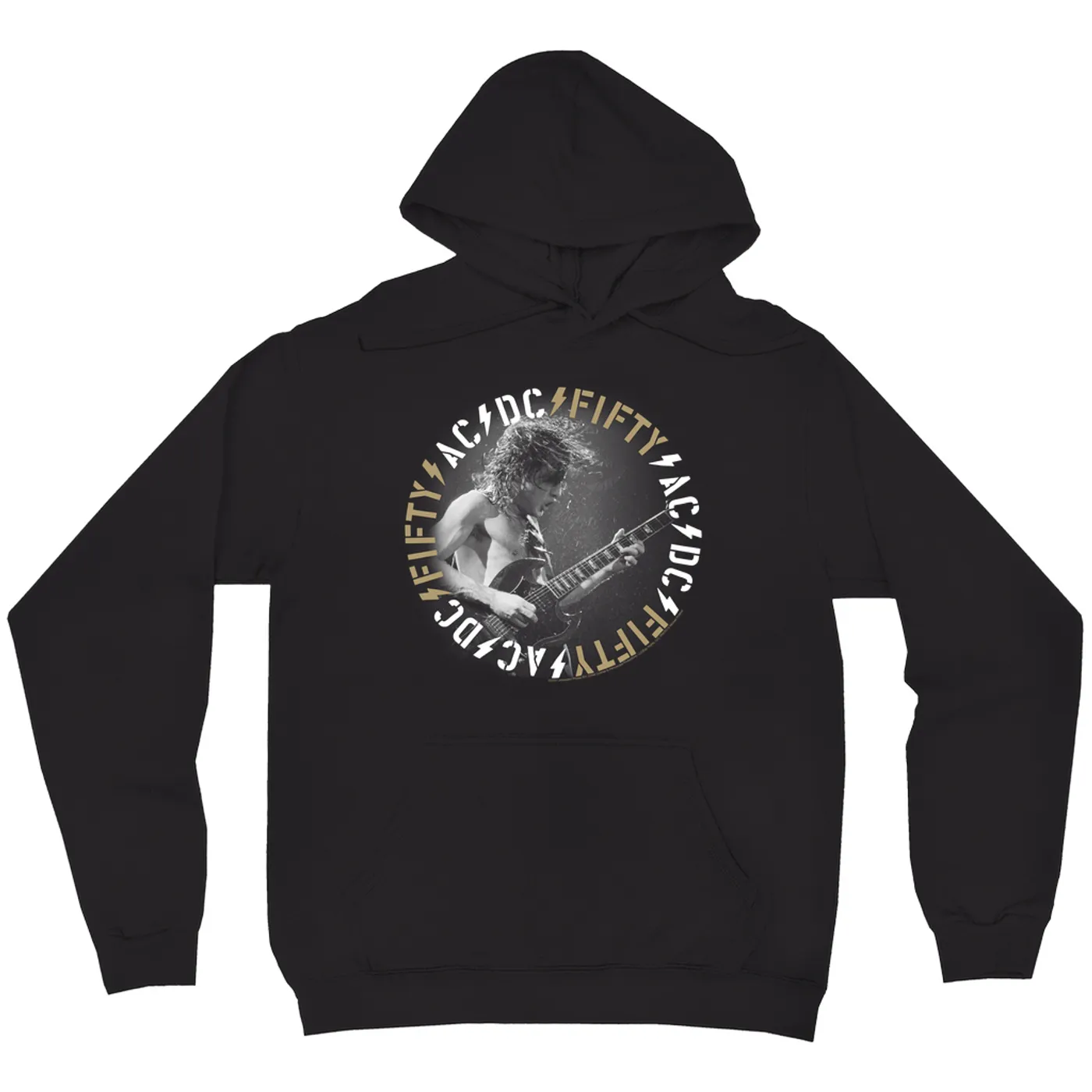 AC/DC Hoodie | Angus 50th Anniversary Tan Circle Logo ACDC Hoodie