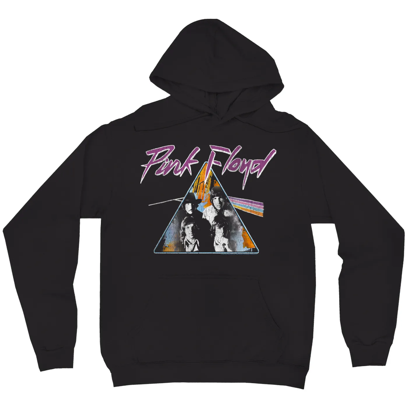 Pink Floyd Hoodie | Group Prism Image Purple Distressed Pink Floyd Hoodie