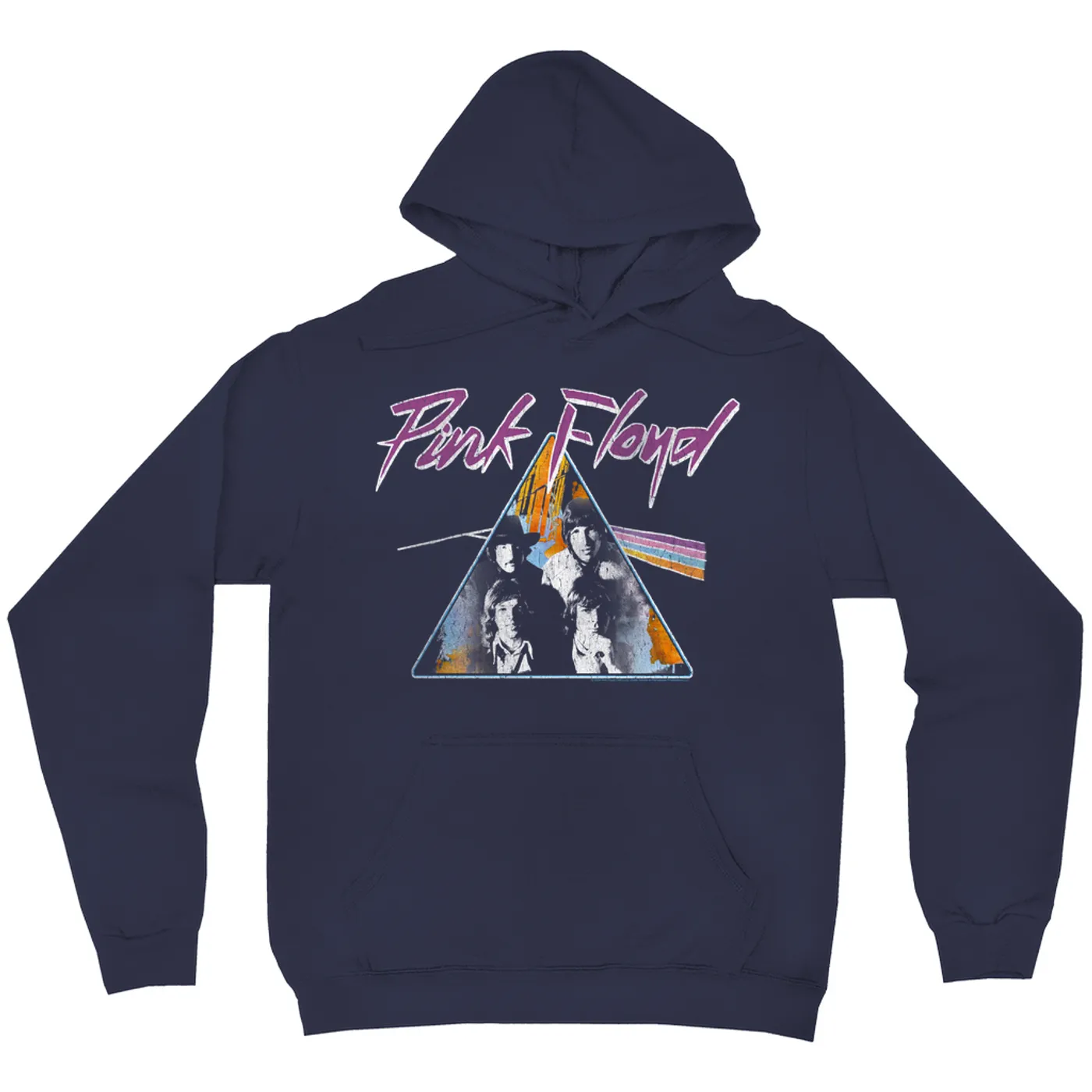 Pink Floyd Hoodie | Group Prism Image Purple Distressed Pink Floyd Hoodie