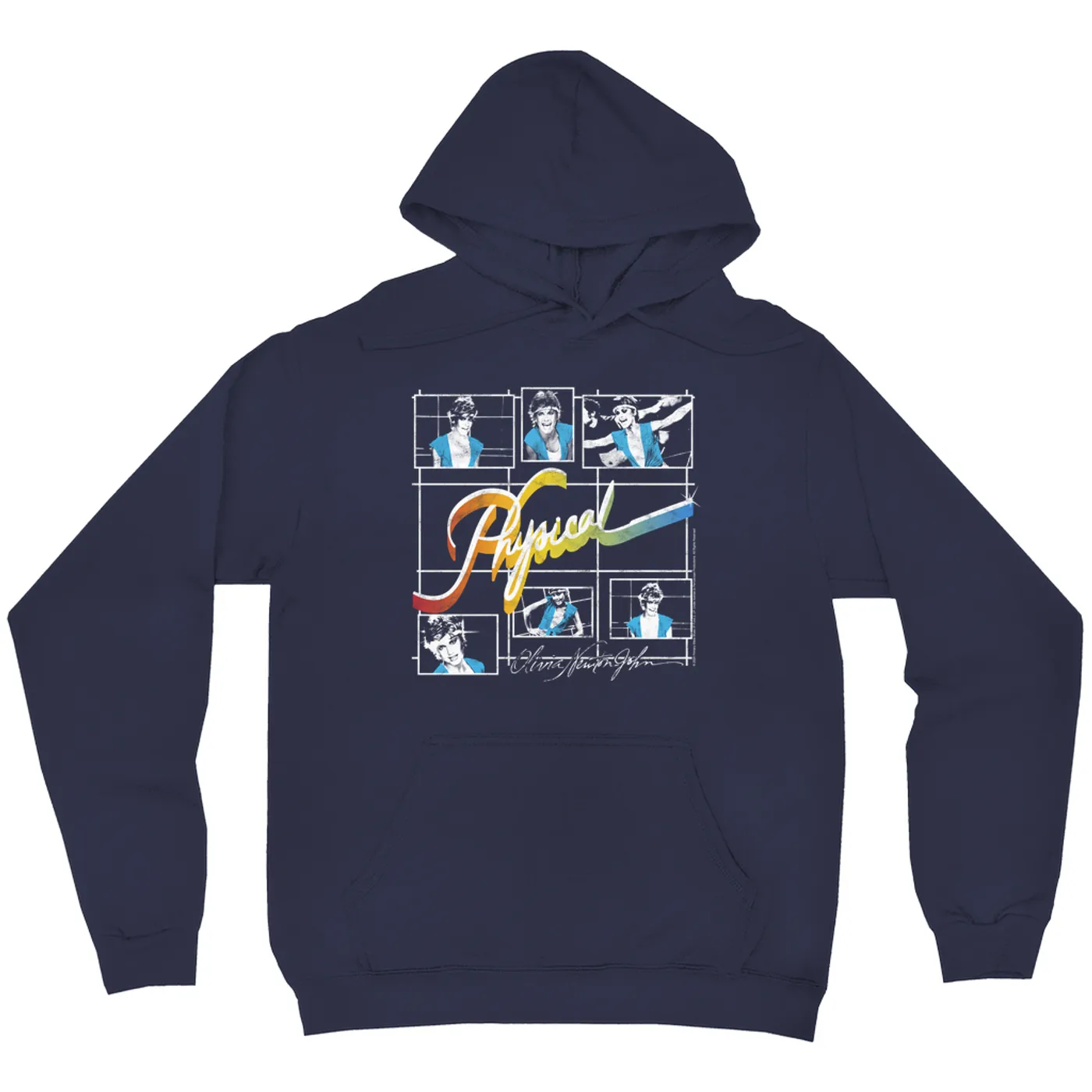 Olivia Newton-John Hoodie | Colorful Ombre Physical Collage Distressed (Merchbar Exclusive) Olivia Newton John Hoodie