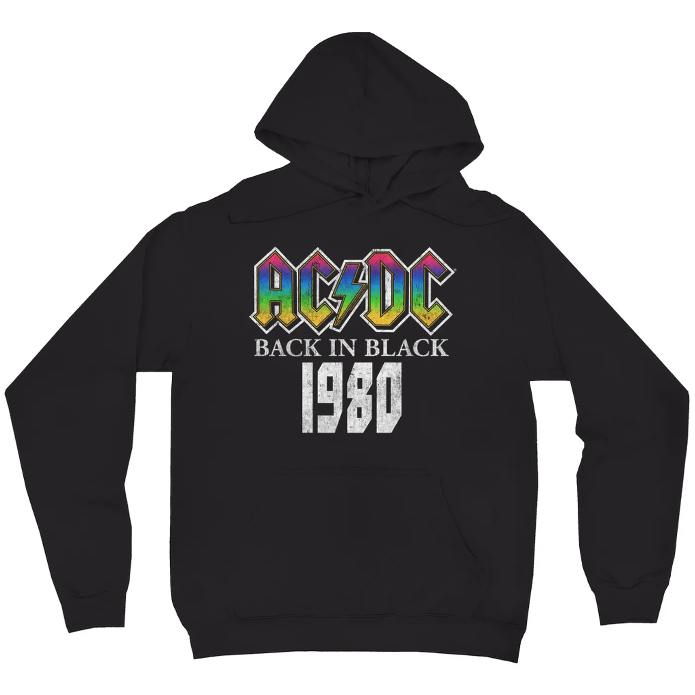 AC/DC Hoodie | 1980 Neon Ombre Logo Distressed Hoodie