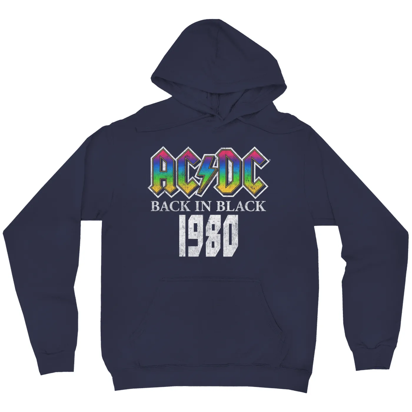 AC/DC Hoodie | 1980 Neon Ombre Logo Distressed Hoodie