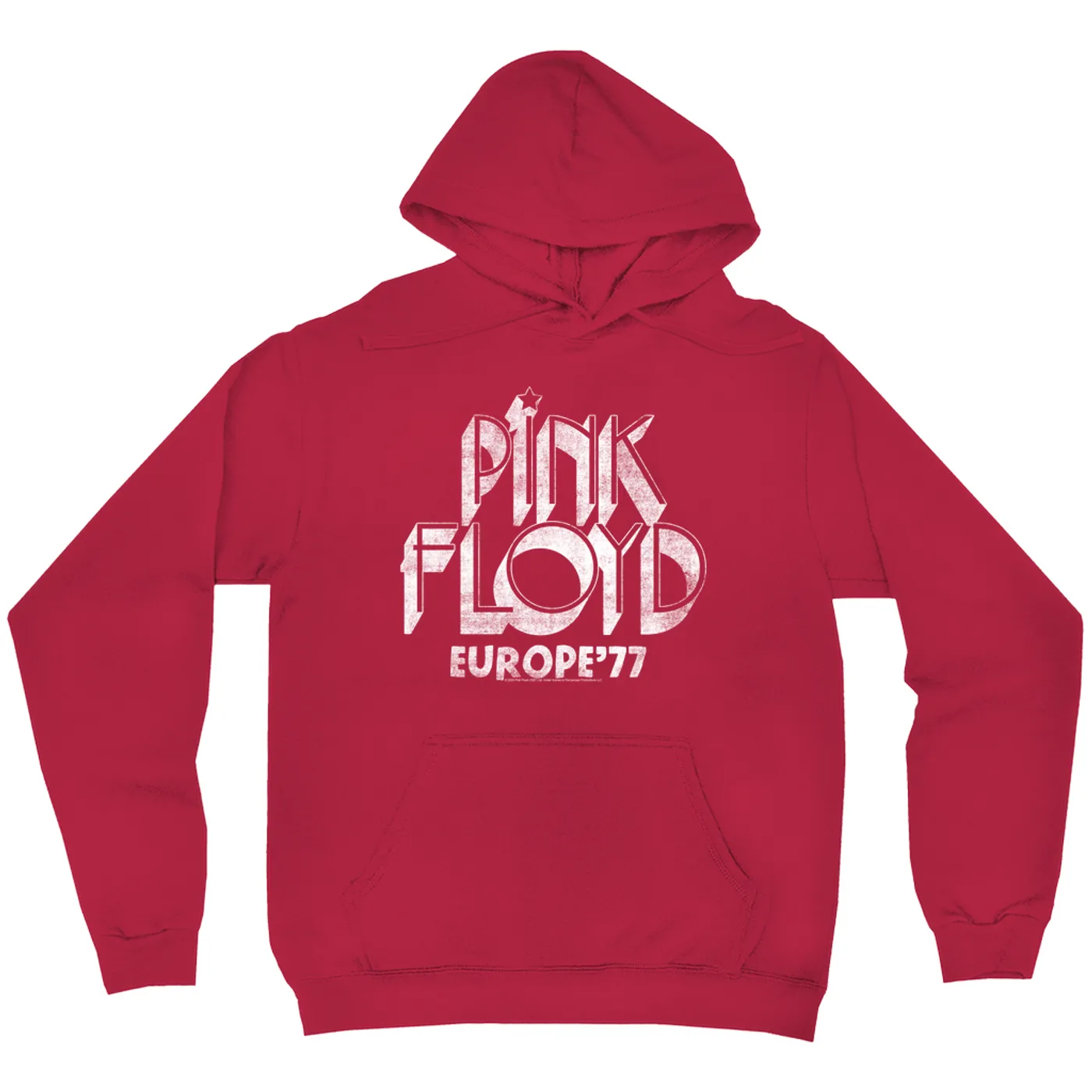 Pink Floyd Hoodie | White Europe 77 Logo Distressed Pink Floyd Hoodie