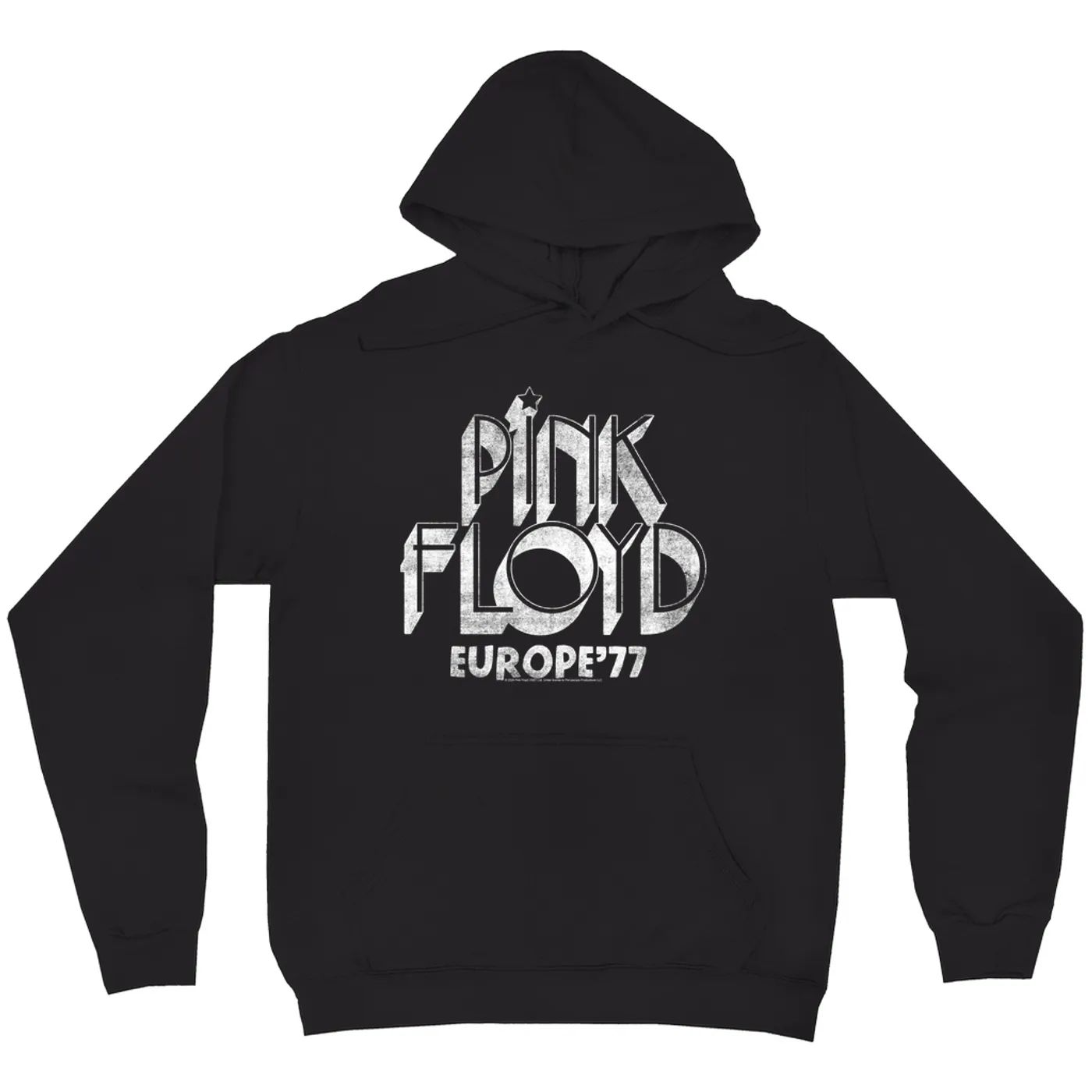 Pink Floyd Hoodie | White Europe 77 Logo Distressed Pink Floyd Hoodie