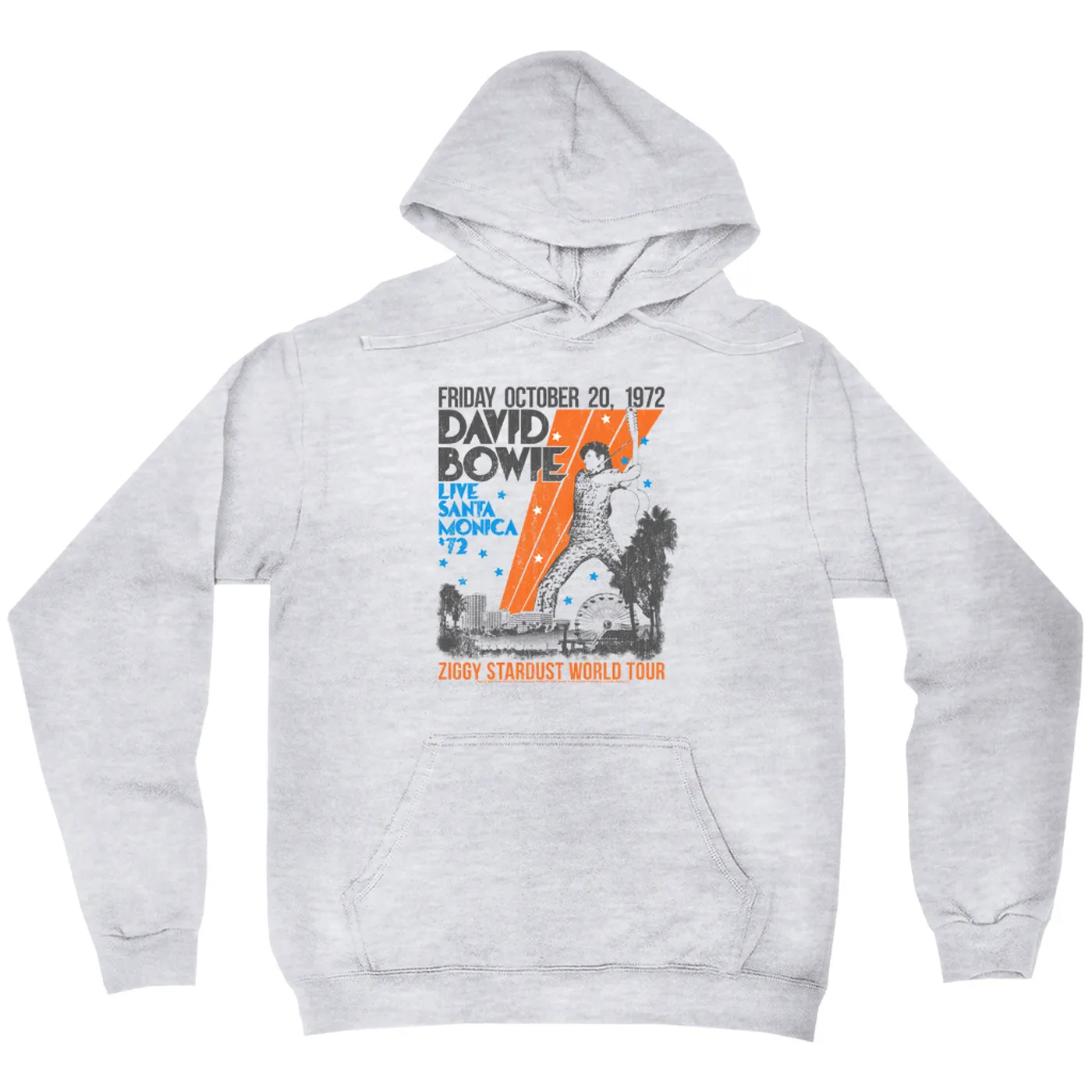 David Bowie Hoodie | 1972 Santa Monica Civic Auditorium Distressed (Merchbar Exclusive) David Bowie Hoodie