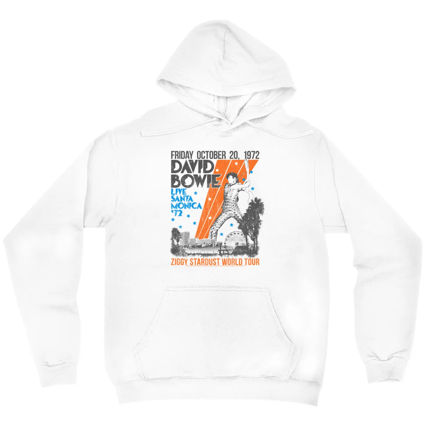 David Bowie Hoodie | 1972 Santa Monica Civic Auditorium Distressed (Merchbar Exclusive) David Bowie Hoodie
