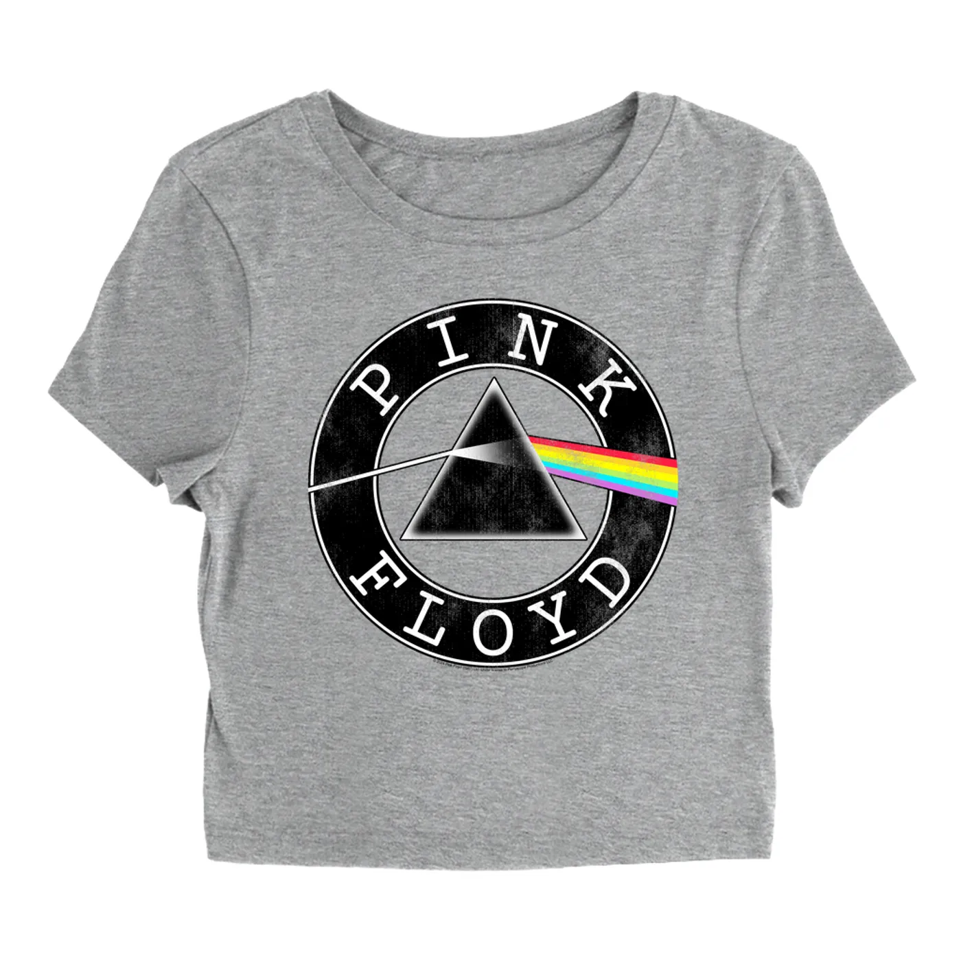 Pink Floyd Women's T-Shirt | Dark Side Of The Moon Circle Logo Distressed (Merchbar Exclusive) Pink Floyd Baby Tee