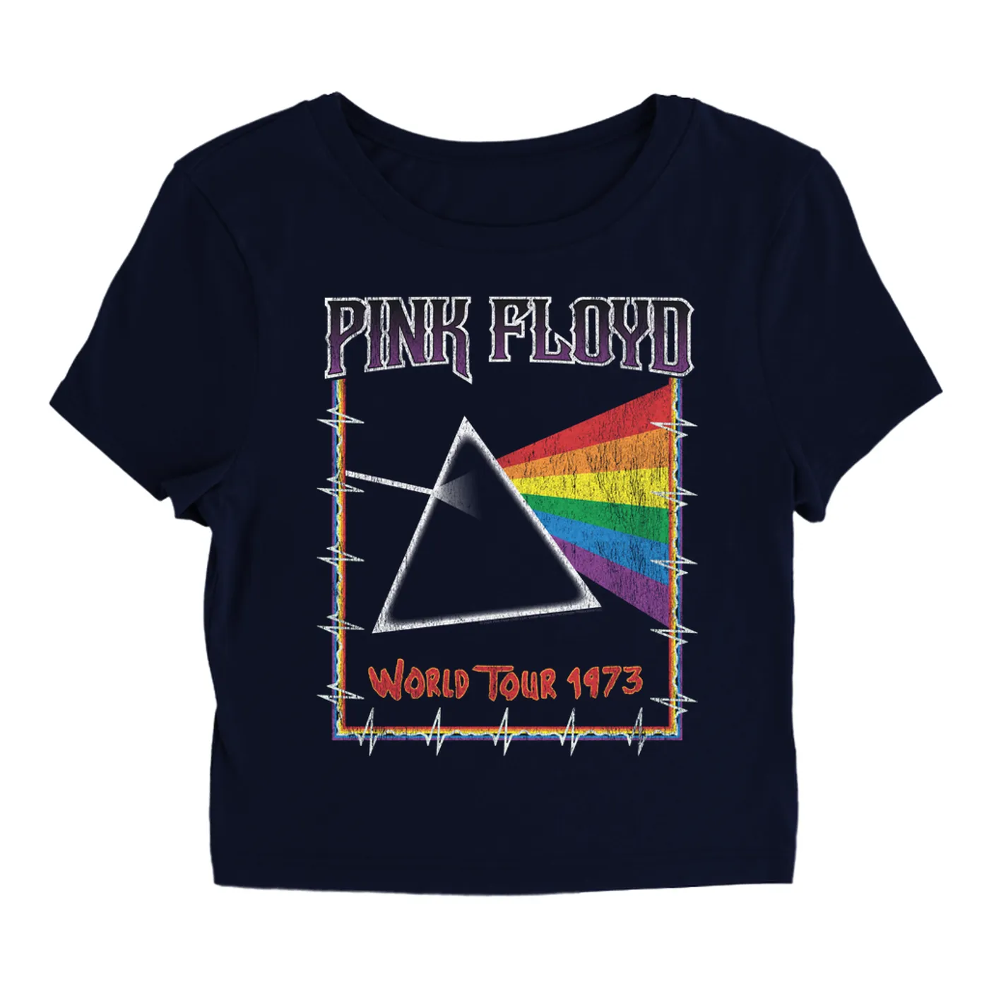 Pink Floyd Women's T-Shirt | World Tour 1980 Prism Design Distressed (Merchbar Exclusive) Pink Floyd Baby Tee