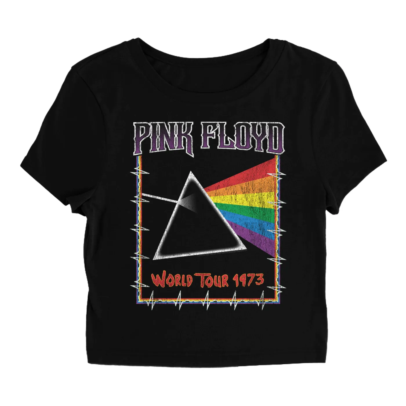Pink Floyd Women's T-Shirt | World Tour 1980 Prism Design Distressed (Merchbar Exclusive) Pink Floyd Baby Tee