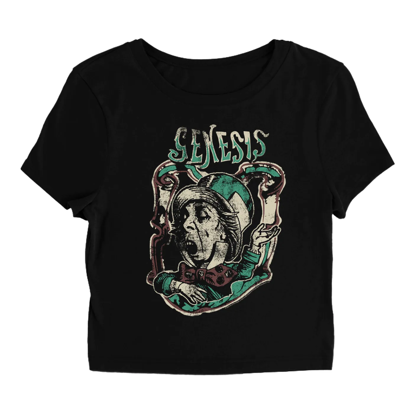 Genesis Women's T-Shirt | Genesis And The Mad Hatter Distressed (Merchbar Exclusive) Genesis Baby Tee