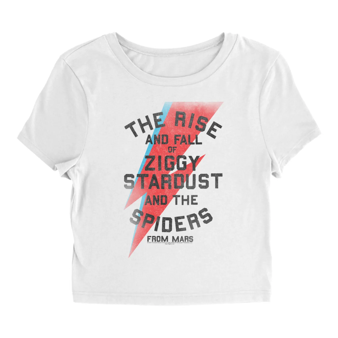David Bowie Women's T-Shirt | The Rise And Fall Of Ziggy Stardust And The Spiders From Mars Lightning Bolt Distressed (Merchbar Exclusive) David Bowie Baby Tee