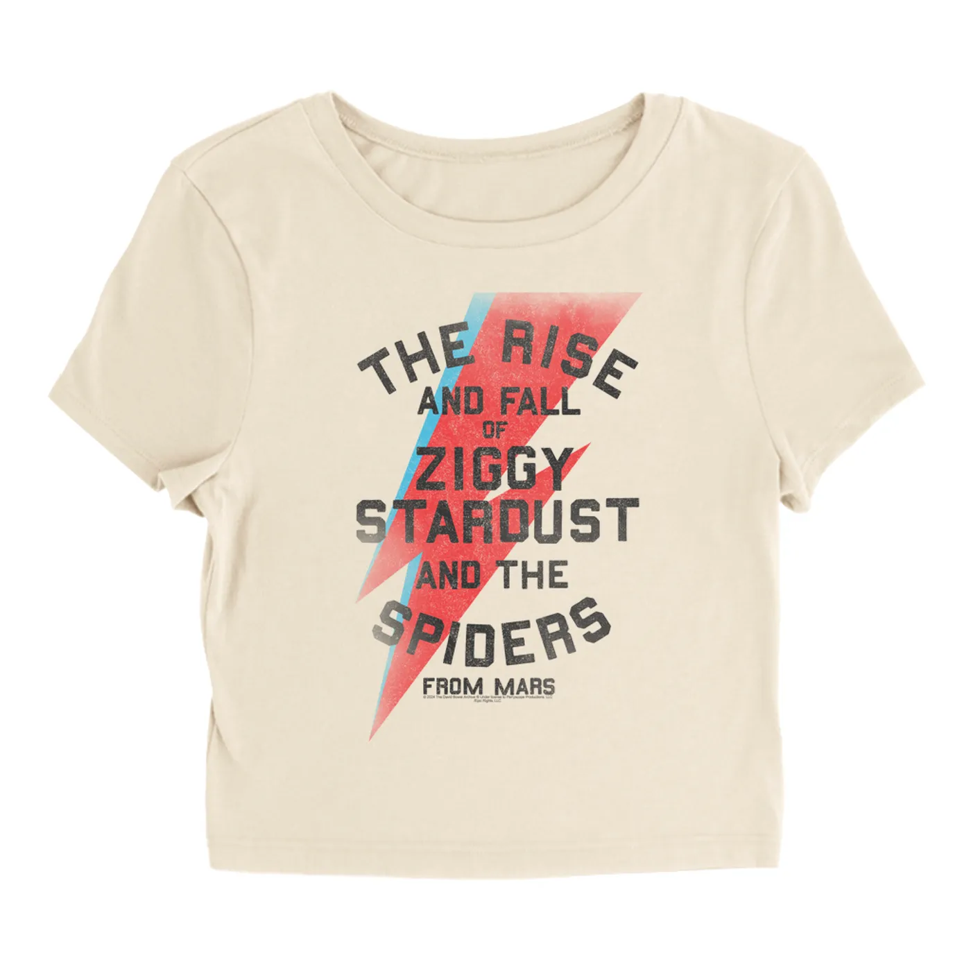 David Bowie Women's T-Shirt | The Rise And Fall Of Ziggy Stardust And The Spiders From Mars Lightning Bolt Distressed (Merchbar Exclusive) David Bowie Baby Tee